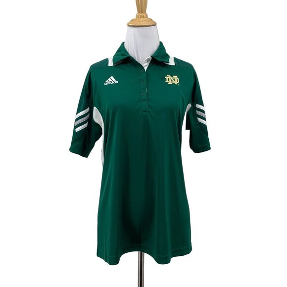 Adidas Notre Dame Polo Shirt Womens M Medium Green Scorch Climacool Short Sleeve - Picture 1 of 12